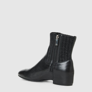 Ulyssa Cozy Ankle Boot in Black Calf/Knit — view 4