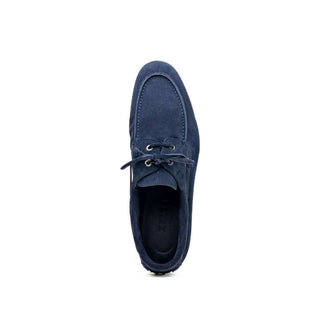 Zelli Italia Venice Men's Shoes Navy Goat-Skin Suede Boat Loafer (ZEL1031)