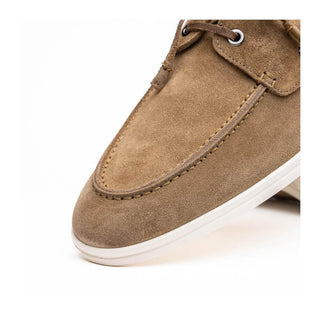 Zelli Italia Venice Men's Shoes Taupe Goat-Skin Suede Boat Loafer (ZEL1031)