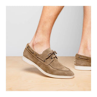 Zelli Italia Venice Men's Shoes Taupe Goat-Skin Suede Boat Loafer (ZEL1031)