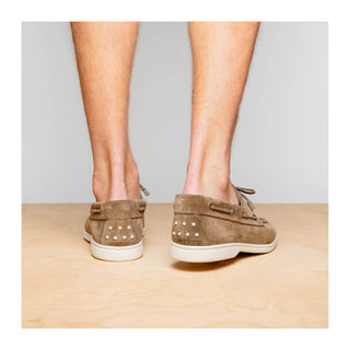 Zelli Italia Venice Men's Shoes Taupe Goat-Skin Suede Boat Loafer (ZEL1031)