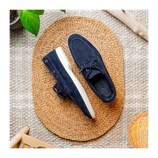 Zelli Italia Venice Men's Shoes Navy Goat-Skin Suede Boat Loafer (ZEL1031)