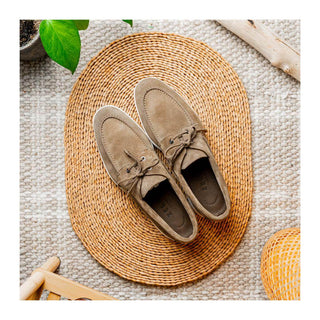 Zelli Italia Venice Men's Shoes Taupe Goat-Skin Suede Boat Loafer (ZEL1031)