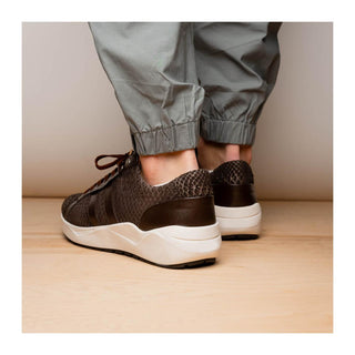 Marco Di Milano Verona Men's Shoes Brown Exotic Python / Calfskin Fashion Sneakers (MDM1160)