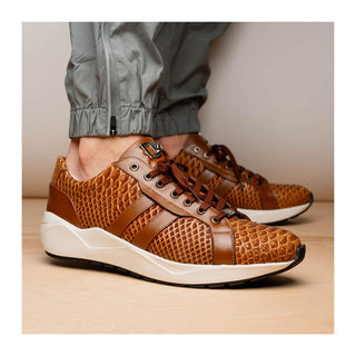 Marco Di Milano Verona Men's Shoes Honey Exotic Python / Calfskin Fashion Sneakers (MDM1160)
