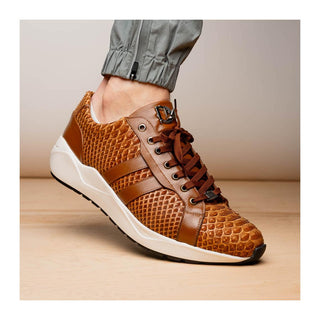 Marco Di Milano Verona Men's Shoes Honey Exotic Python / Calfskin Fashion Sneakers (MDM1160)