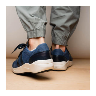 Marco Di Milano Verona Men's Shoes Navy Exotic Python / Calfskin Fashion Sneakers (MDM1160)