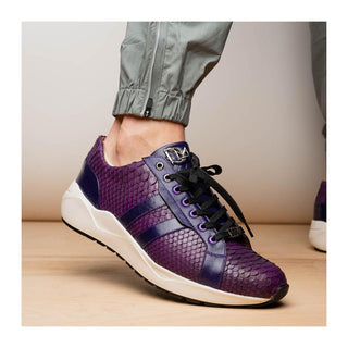 Marco Di Milano Verona Men's Shoes Purple Exotic Python / Calfskin Fashion Sneakers (MDM1160)