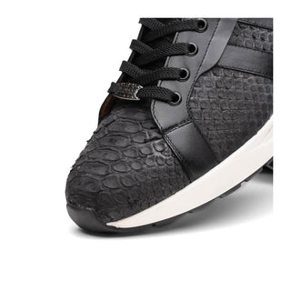 Marco Di Milano Verona Men's Shoes Black Exotic Python / Calfskin Fashion Sneakers (MDM1160)