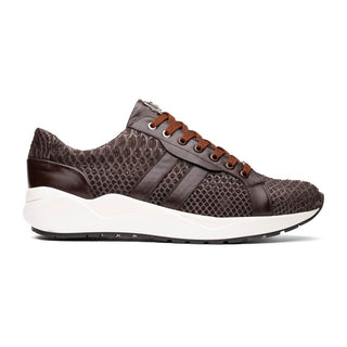 Marco Di Milano Verona Men's Shoes Brown Exotic Python / Calfskin Fashion Sneakers (MDM1160)