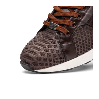 Marco Di Milano Verona Men's Shoes Brown Exotic Python / Calfskin Fashion Sneakers (MDM1160)