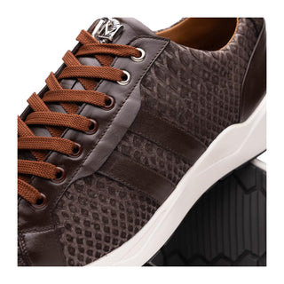 Marco Di Milano Verona Men's Shoes Brown Exotic Python / Calfskin Fashion Sneakers (MDM1160)
