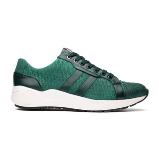 Marco Di Milano Verona Men's Shoes Green Exotic Python / Calfskin Fashion Sneakers (MDM1160)