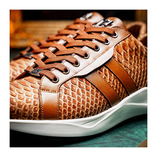 Marco Di Milano Verona Men's Shoes Honey Exotic Python / Calfskin Fashion Sneakers (MDM1160)