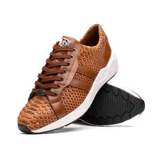 Marco Di Milano Verona Men's Shoes Honey Exotic Python / Calfskin Fashion Sneakers (MDM1160)