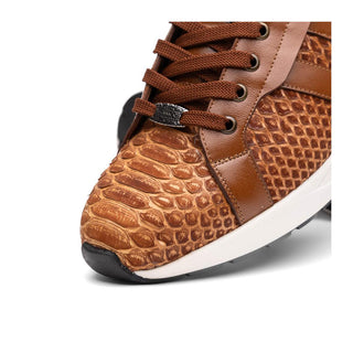 Marco Di Milano Verona Men's Shoes Honey Exotic Python / Calfskin Fashion Sneakers (MDM1160)