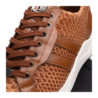 Marco Di Milano Verona Men's Shoes Honey Exotic Python / Calfskin Fashion Sneakers (MDM1160)