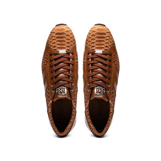 Marco Di Milano Verona Men's Shoes Honey Exotic Python / Calfskin Fashion Sneakers (MDM1160)