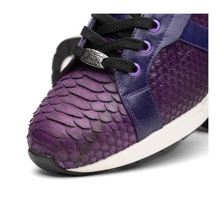 Marco Di Milano Verona Men's Shoes Purple Exotic Python / Calfskin Fashion Sneakers (MDM1160)