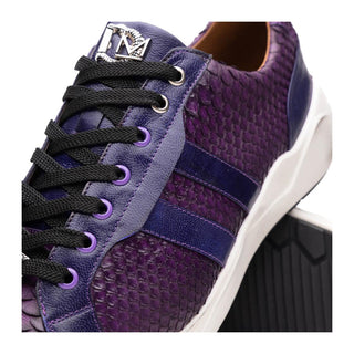 Marco Di Milano Verona Men's Shoes Purple Exotic Python / Calfskin Fashion Sneakers (MDM1160)