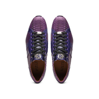 Marco Di Milano Verona Men's Shoes Purple Exotic Python / Calfskin Fashion Sneakers (MDM1160)