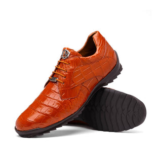 Marco Di Milano Vulcan Men's Shoes Honey Exotic Alligator Derby Sneakers (MDM1195)