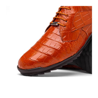 Marco Di Milano Vulcan Men's Shoes Honey Exotic Alligator Derby Sneakers (MDM1195)