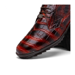 Marco Di Milano Vulcan Men's Shoes Cognac Exotic Alligator Derby Sneakers (MDM1195)