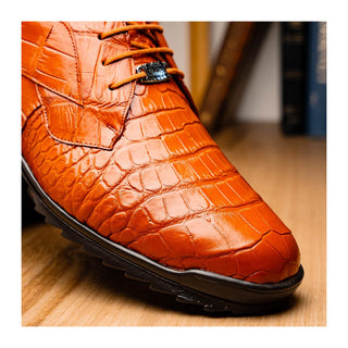 Marco Di Milano Vulcan Men's Shoes Honey Exotic Alligator Derby Sneakers (MDM1195)