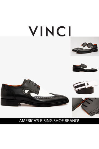 Vinci Neiva Leather Derby - Black & White