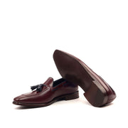 Ambrogio Bespoke Custom Men's Shoes Burgundy Calf-Skin Leather Tassels Loafers (AMB2146)-AmbrogioShoes