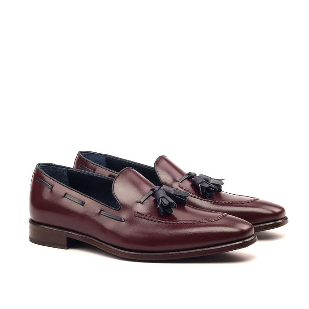 Ambrogio Bespoke Custom Men's Shoes Burgundy Calf-Skin Leather Tassels Loafers (AMB2146)-AmbrogioShoes
