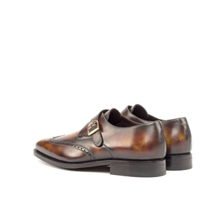Ambrogio Bespoke Custom Men's Shoes Fire Patina Leather Monk-Straps Loafers (AMB1956)-AmbrogioShoes