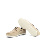 Ambrogio Bespoke Custom Men's Shoes Ice Linen Fabric Boat Loafers (AMB2154)-AmbrogioShoes