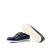 Ambrogio Bespoke Custom Men's Shoes Navy Full Grain Leather Boat Loafers (AMB2157)-AmbrogioShoes