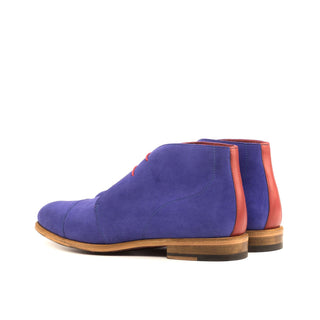 Ambrogio Bespoke Custom Men's Shoes Purple & Red Suede / Calf-Skin Leather Chukka Boots (AMB2150)-AmbrogioShoes