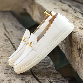 Ambrogio Bespoke Custom Men's Shoes White Box Calf-Skin Leather Belgian Sneakers (AMB2190)-AmbrogioShoes