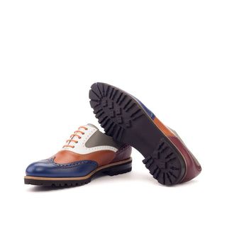 Ambrogio 3370 Bespoke Custom Women's Shoes Multi-Color Calf-Skin Leather Wingtip Oxfords (AMBW1079)-AmbrogioShoes