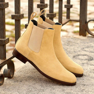 Ambrogio 4169 Bespoke Custom Women's Shoes Sand Polished Suede Leather Chelsea Boots (AMBW1024)-AmbrogioShoes