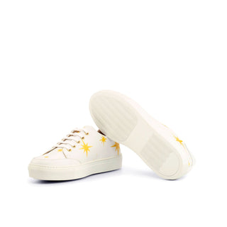Ambrogio 4223 Bespoke Custom Women's Shoes White Calf-Skin Leather Trainer Sneakers (AMBW1075)-AmbrogioShoes