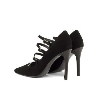Ambrogio Bespoke Custom Women's Shoes Black Suede Leather Venice Pump (AMBW1111)-AmbrogioShoes