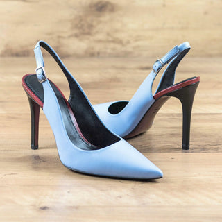 Ambrogio Bespoke Custom Women's Shoes Blue Genuine Calf-Skin Leather Bologna Pump (AMBW1104)-AmbrogioShoes