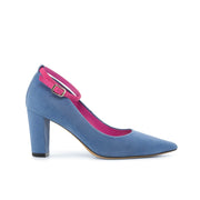 Ambrogio Bespoke Custom Women's Shoes Blue & Pink Italian Suede Leather Florence Pump (AMBW1117)-AmbrogioShoes