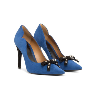 Ambrogio Bespoke Custom Women's Shoes Deep Blue Italian Suede Leather Genoa Pump (AMBW1115)-AmbrogioShoes