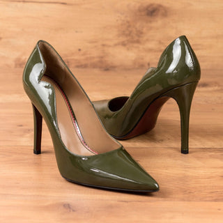 Ambrogio Bespoke Custom Women's Shoes Green Patent Leather Genoa Pump (AMBW1105)-AmbrogioShoes