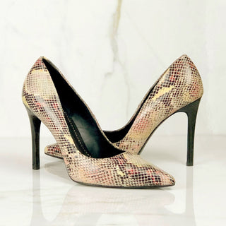 Ambrogio Bespoke Custom Women's Shoes Red Exotic Cascabel Snake-Skin Milan Pump (AMBW1113)-AmbrogioShoes