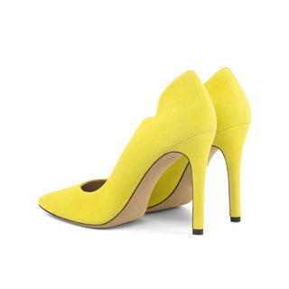 Ambrogio Bespoke Custom Women's Shoes Yellow Suede Leather Genoa Pump (AMBW1107)-AmbrogioShoes