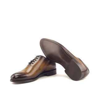 Ambrogio 3307 Bespoke Men's Shoes Cognac Patina Leather Dress Oxfords (AMB1290)-AmbrogioShoes