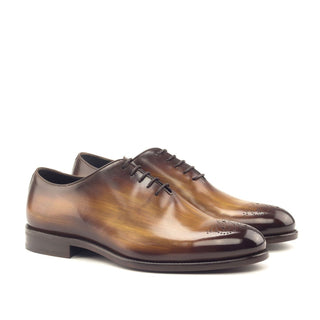 Ambrogio 3307 Bespoke Men's Shoes Cognac Patina Leather Dress Oxfords (AMB1290)-AmbrogioShoes