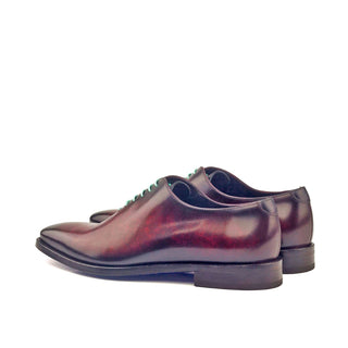 Ambrogio 2811 Bespoke Men's Shoes Gray & Burgundy Patina Leather Dress Oxfords (AMB1294)-AmbrogioShoes